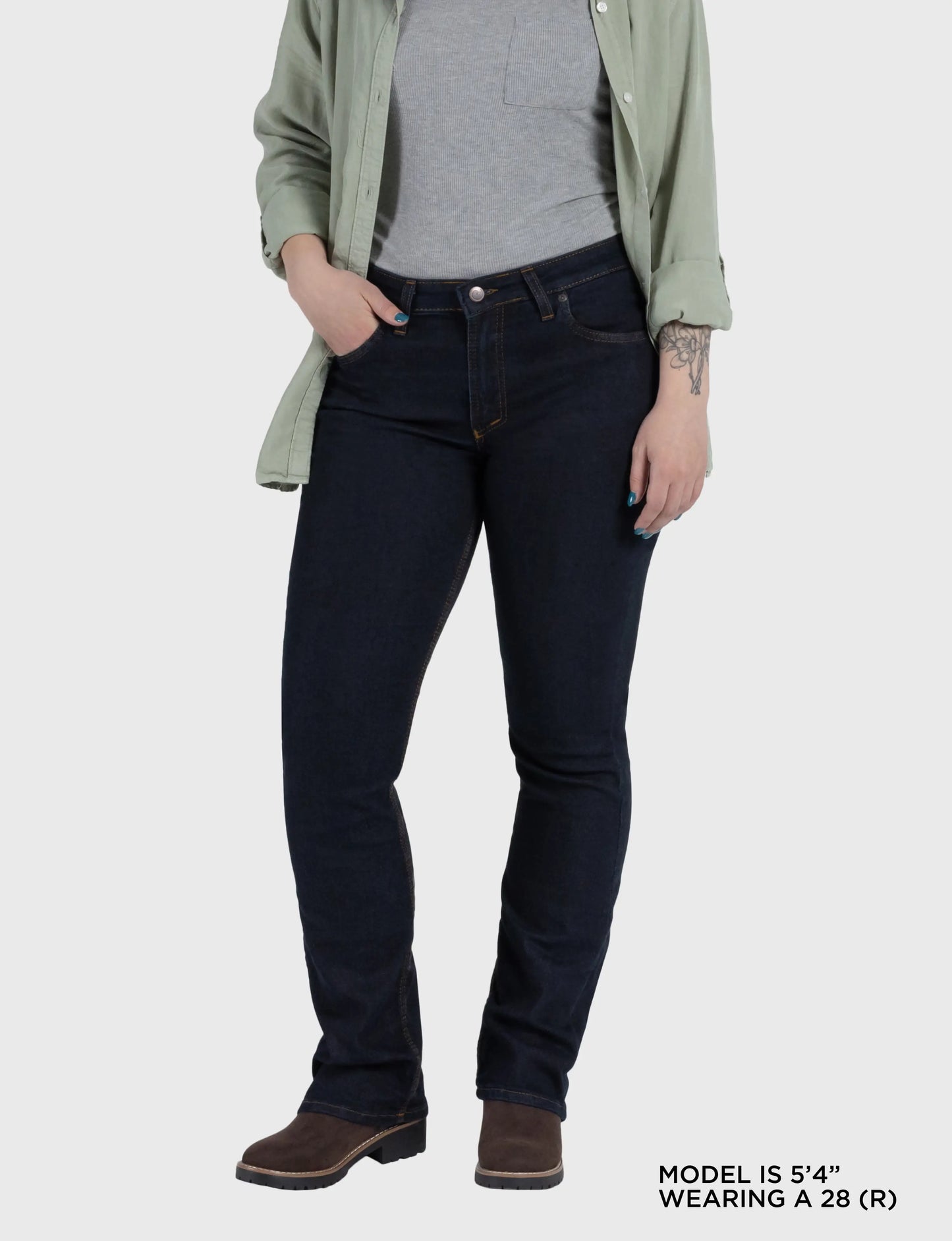 Women's Mid Rise Boot Cut Delta Flex Denim Jean