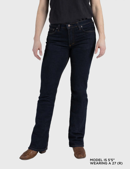 Women's Mid Rise Boot Cut Delta Flex Denim Jean