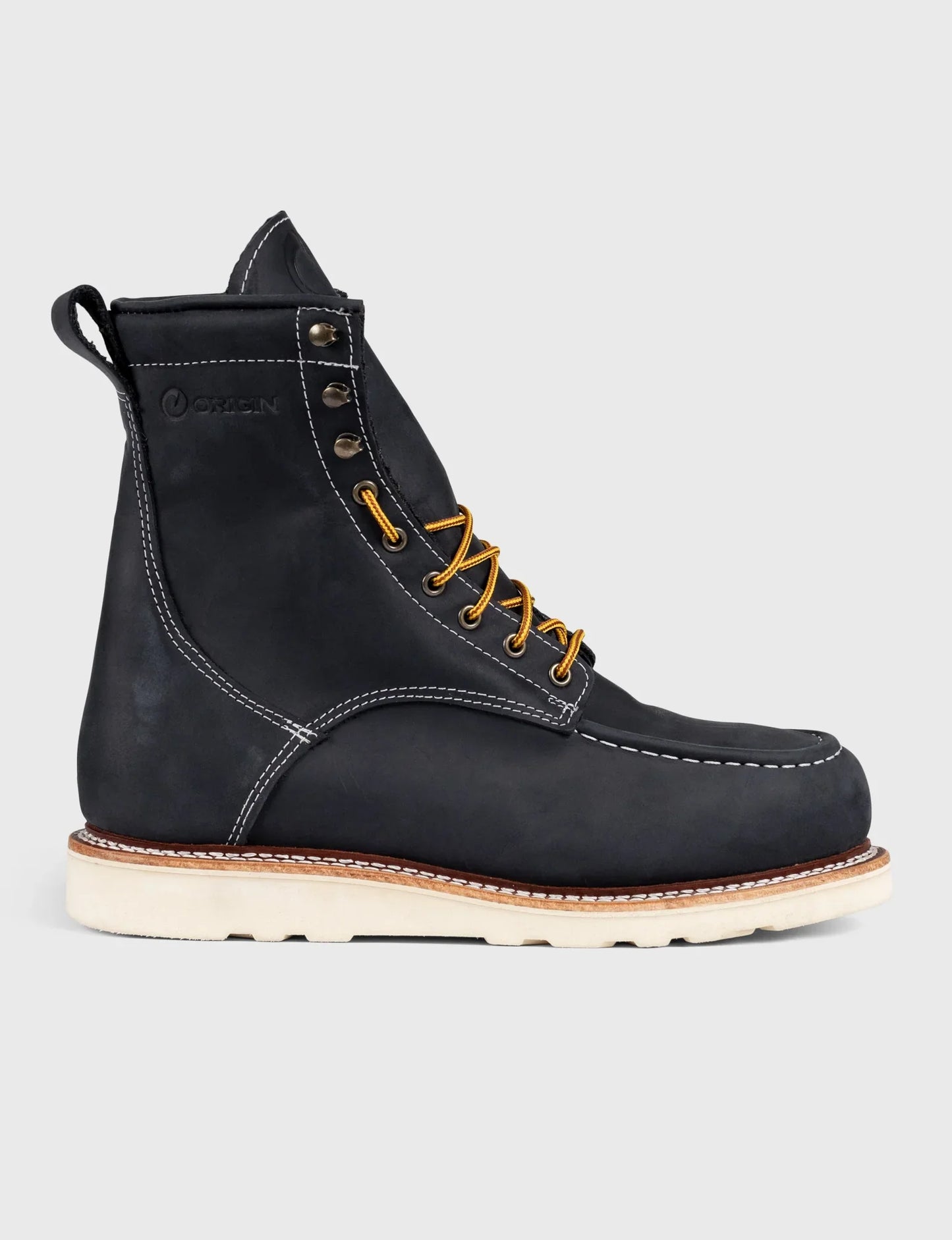 MAINE MOC STEEL TOE BOOT 8" - NATURAL WEDGE SOLE - GRADED QUALITY