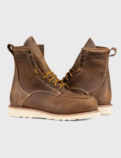MAINE MOC STEEL TOE BOOT 8" - NATURAL WEDGE SOLE - GRADED QUALITY